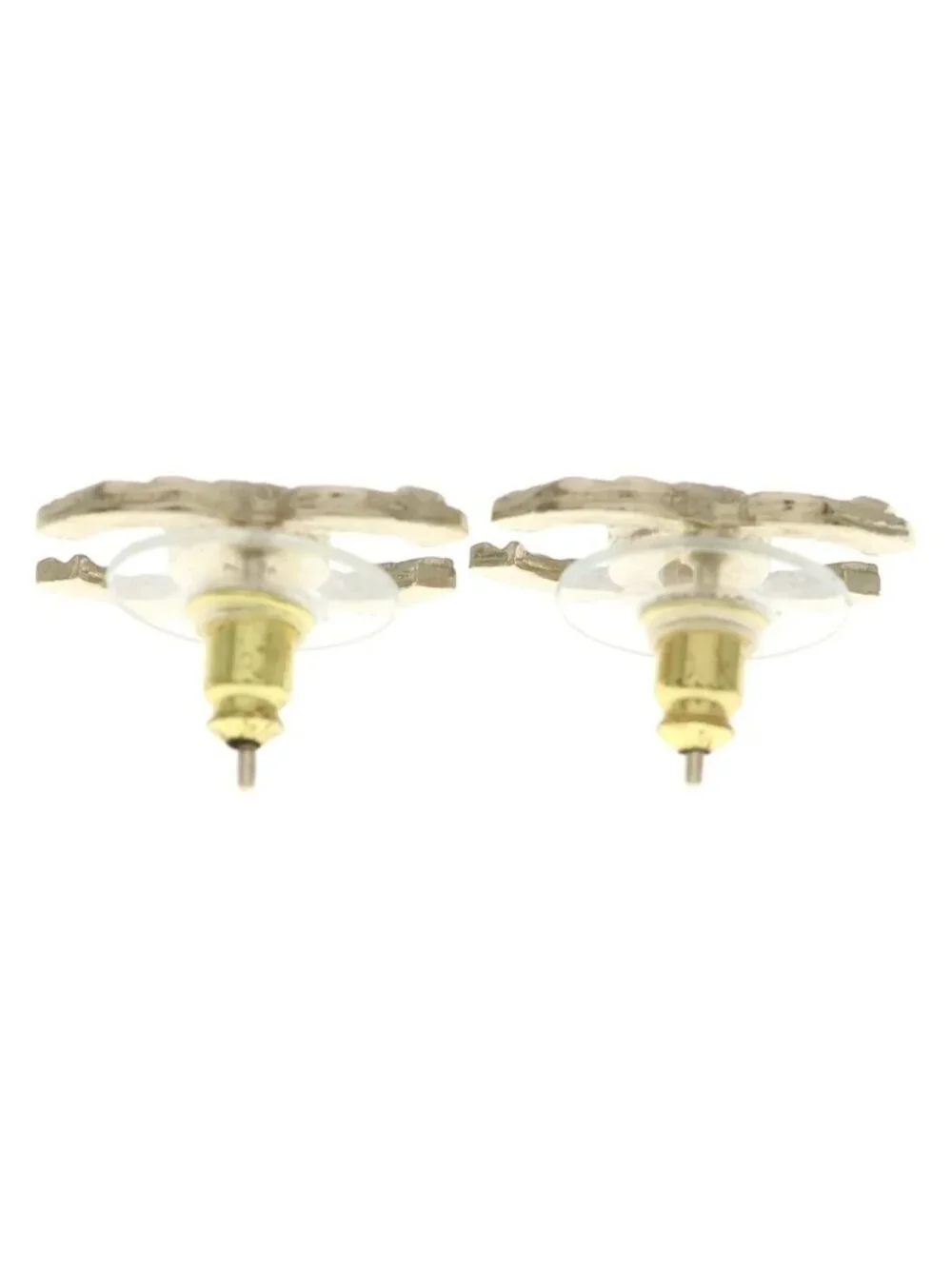 Chanel CC Logo Earrings Champagne Gold